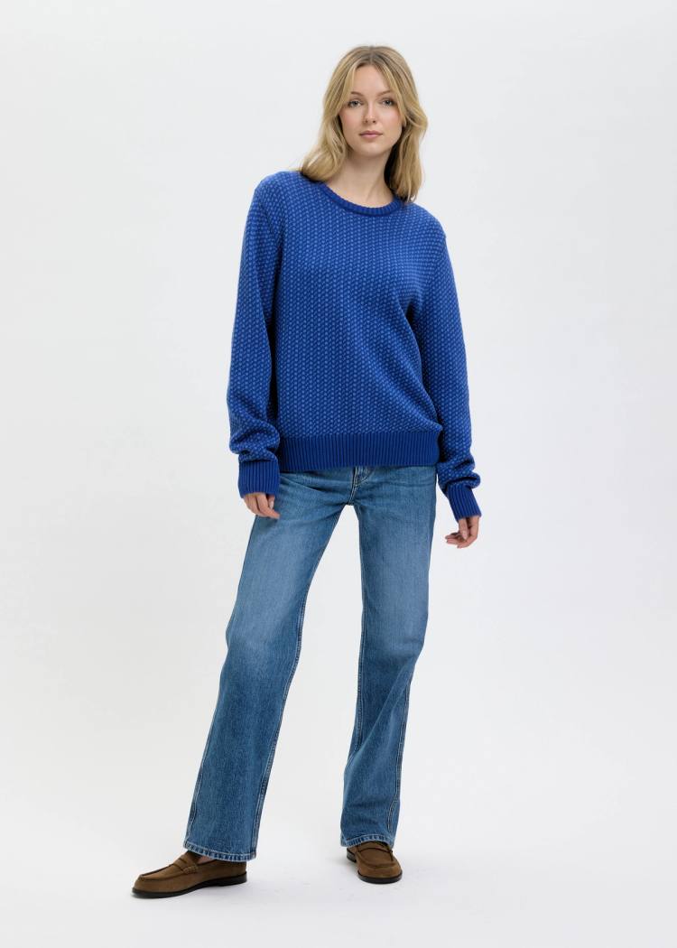 Secondary product image for "Olga Stickad Blå Bomull"