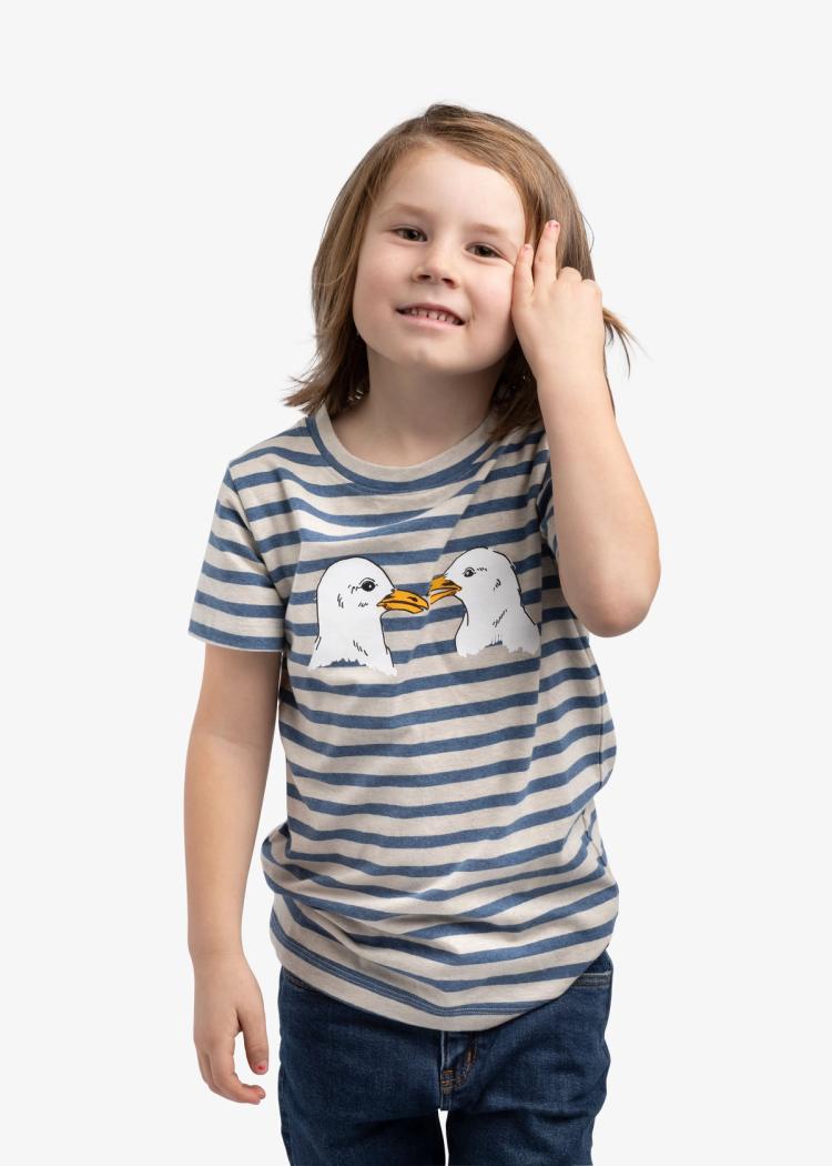 Secondary product image for "T-shirt Barn Rand Blå & Sand"