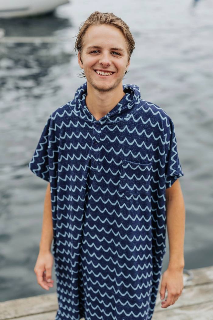 Secondary product image for "Frottéponcho Våg Navy Ljusblå"