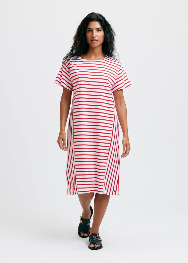 Secondary product image for "Lina Dress Stripe White Red"