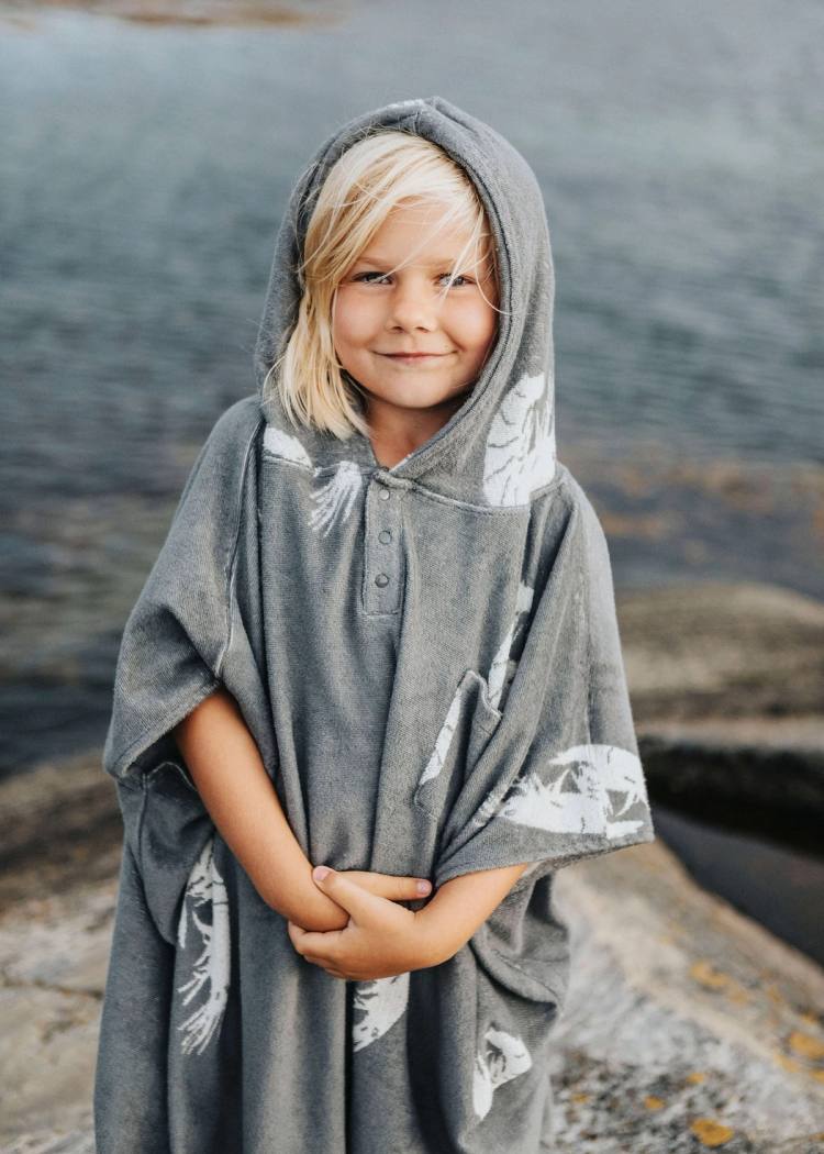 Secondary product image for "Frottéponcho Räka Grå Barn"