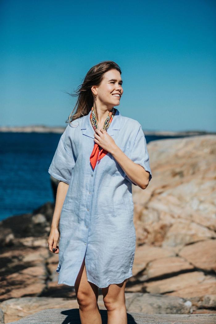 Secondary product image for "Inga Shirt Dress Linen Blue"