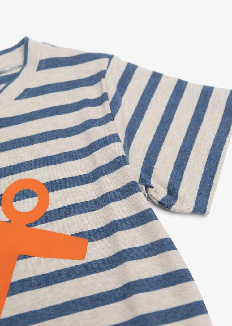 Secondary product image for "T-shirt Ankare Rand Blå & Sand"