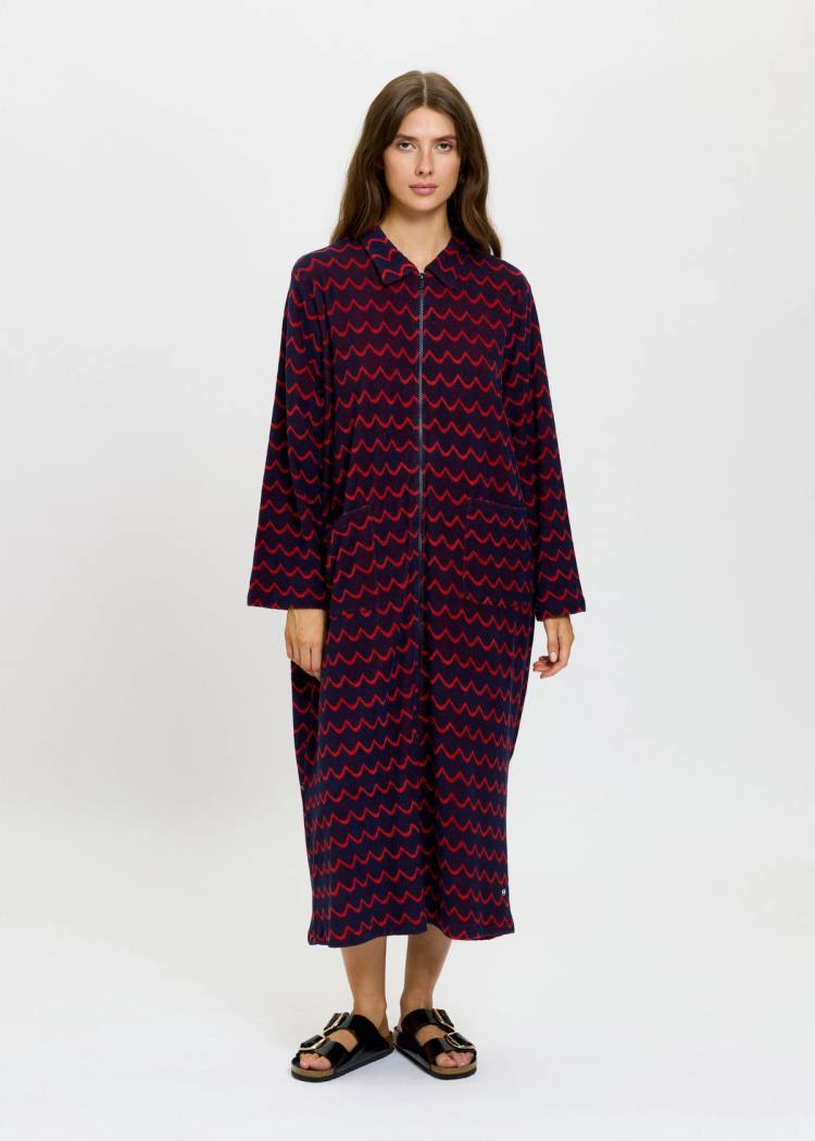 Secondary product image for "Bathrobe Archipelago Wave Navy Red"