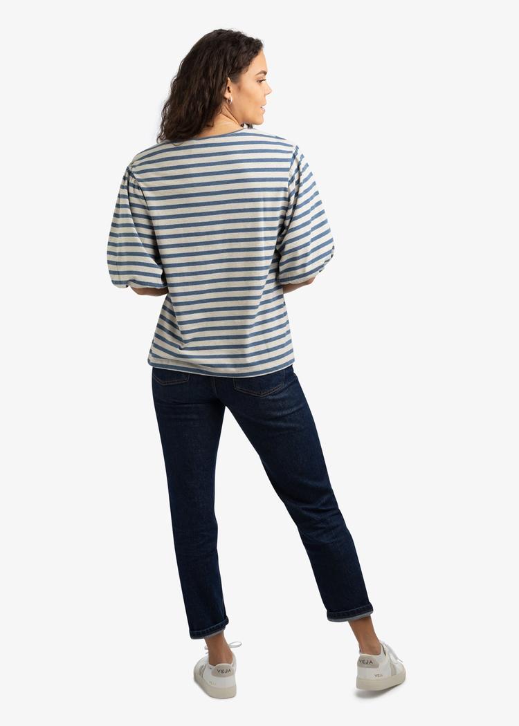 Secondary product image for "Molly Puff Blouse Stripe Blue Sand"