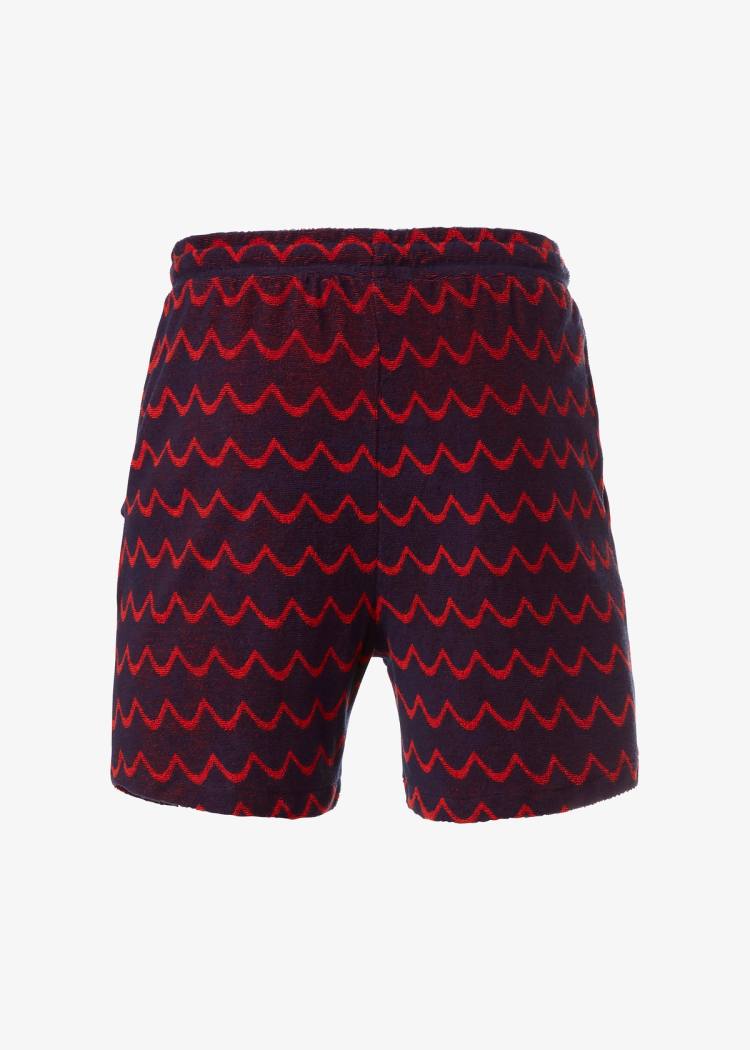 Secondary product image for "Strand Frottéshorts Navy Röd Våg"