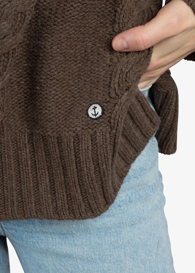 Secondary product image for "Tine Kabelstickad Tröja Brun"