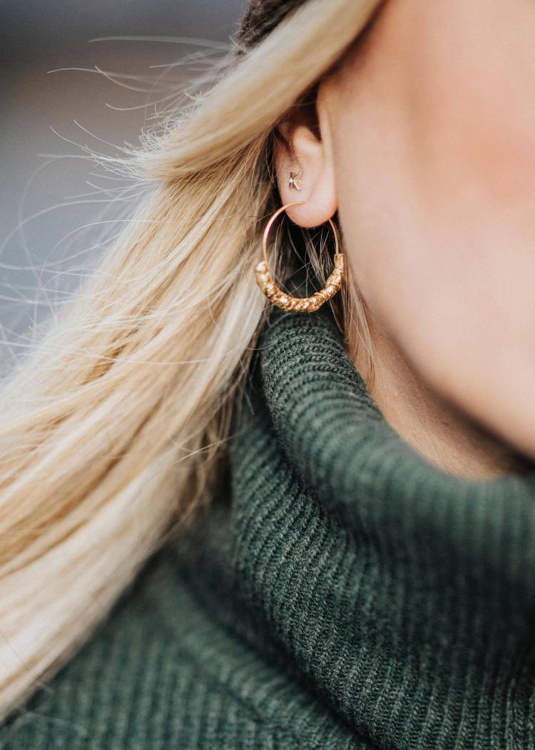 Secondary product image for "Örhänge Struktur Ring Guld"