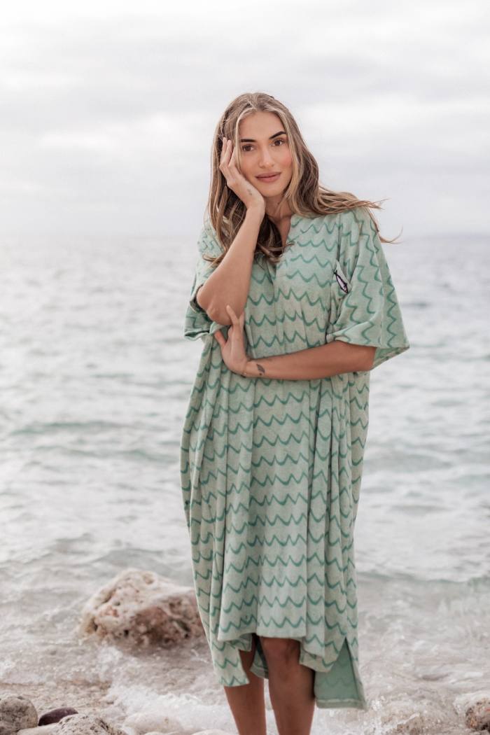 Secondary product image for "Terry Towel Poncho Mint Wave"