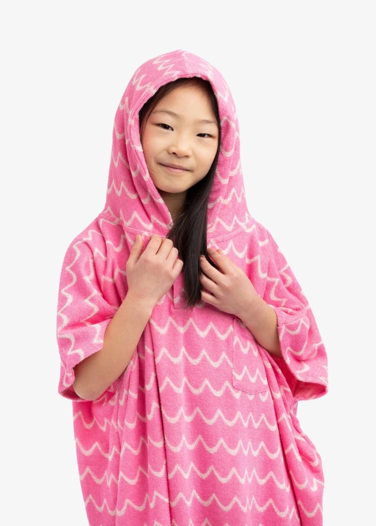 Secondary product image for "Frottéponcho Våg Rosa Barn"
