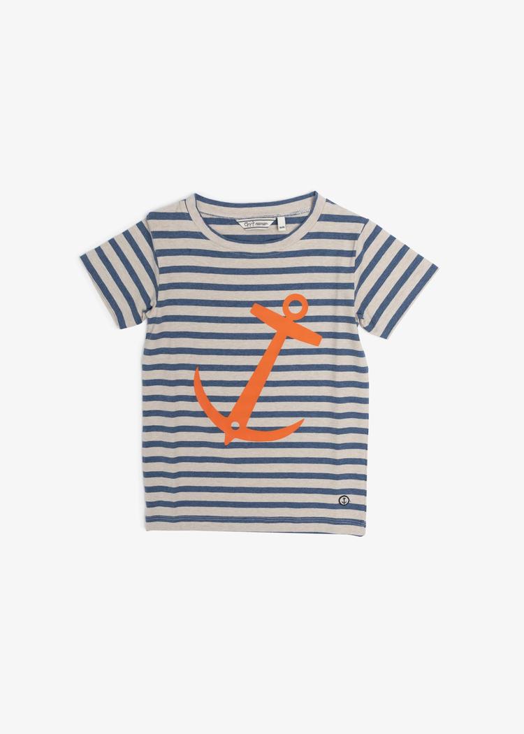 Secondary product image for "T-shirt Ankare Rand Blå & Sand"
