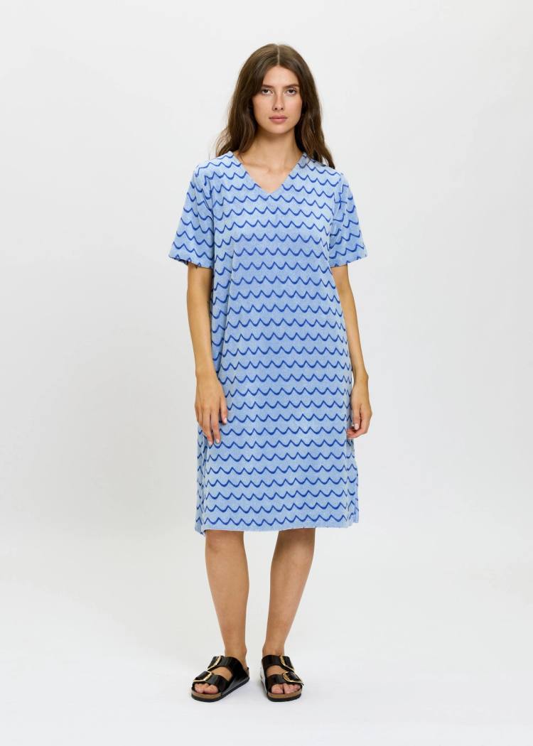 Secondary product image for "Hilda Frottéklänning Blå/Navy Våg"