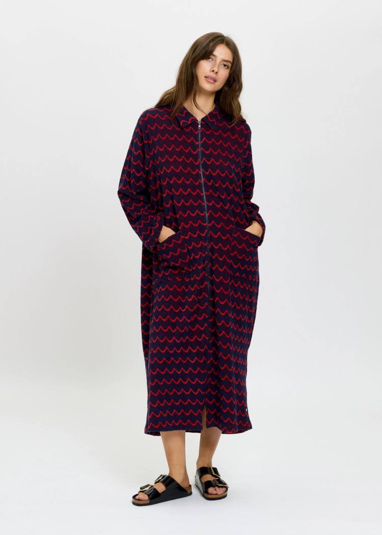 Secondary product image for "Bathrobe Archipelago Wave Navy Red"