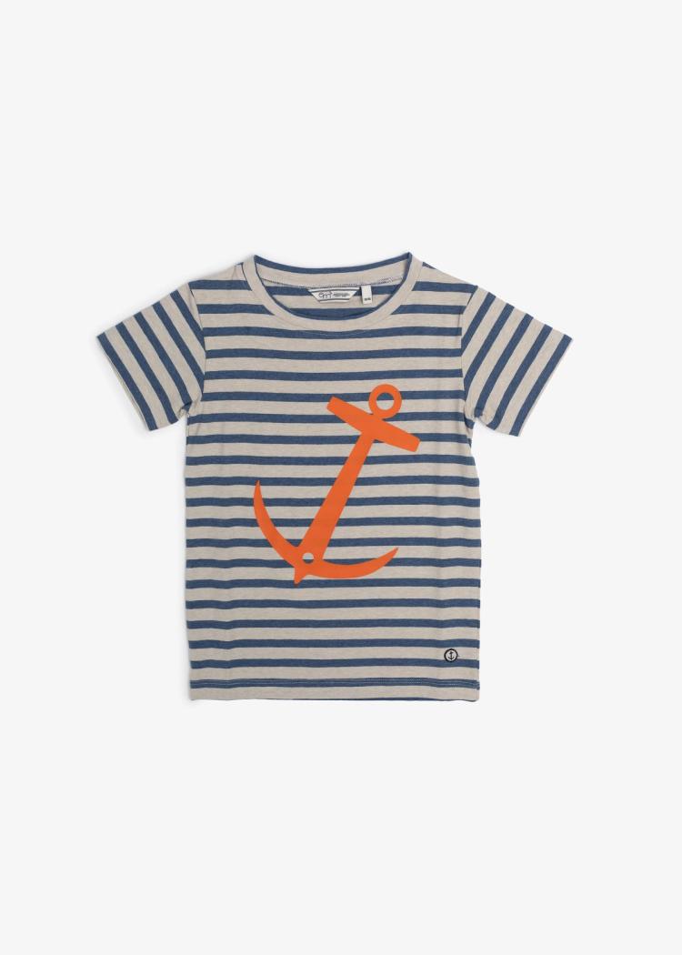 Secondary product image for "T-shirt Ankare Rand Blå & Sand"