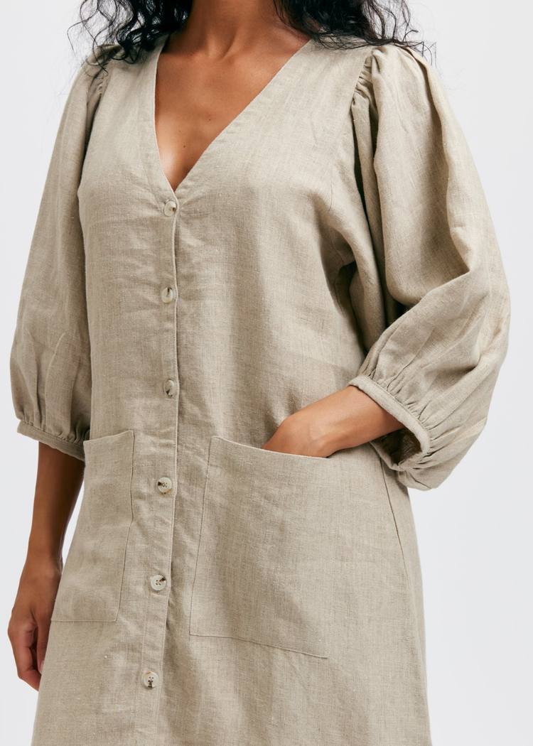 Secondary product image for "Casandra Klänning Linen Natur"