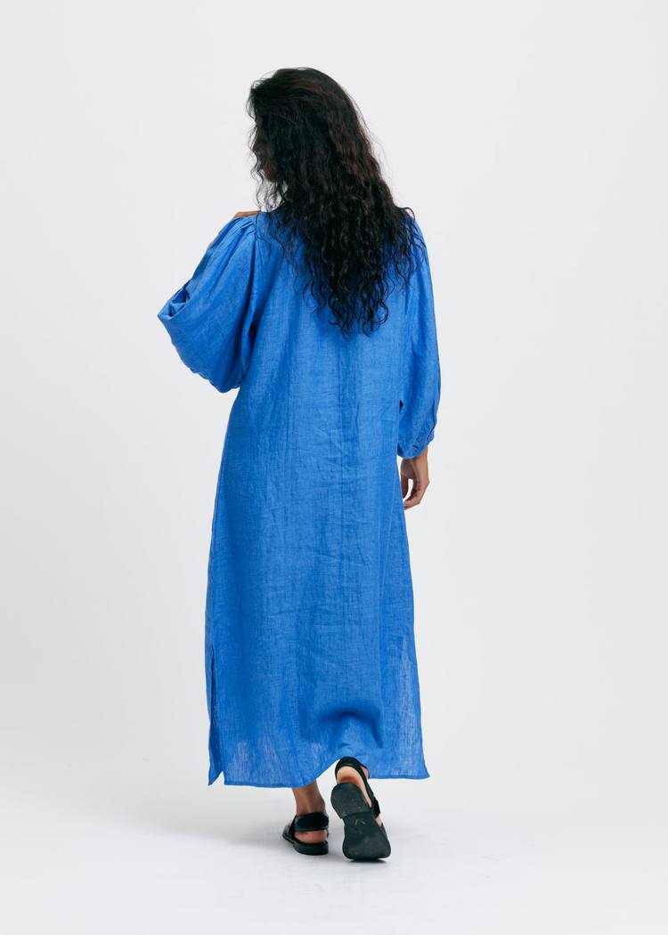 Secondary product image for "Casandra Klänning Linen Blåblå"