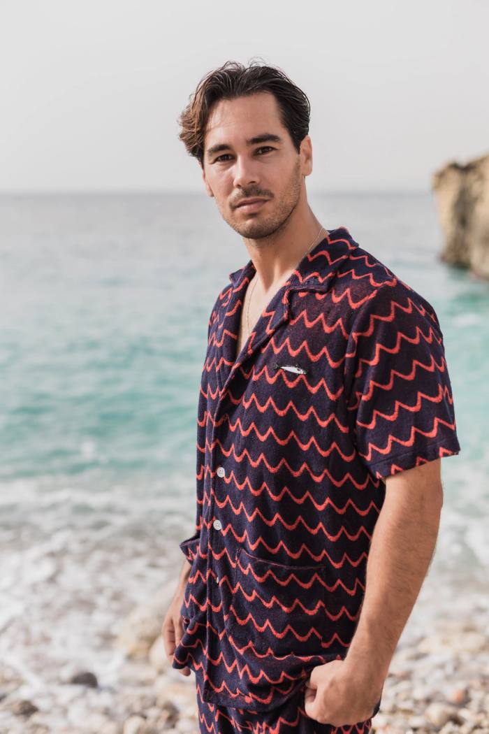 Secondary product image for "Terry shirt Wave Navy Red
"