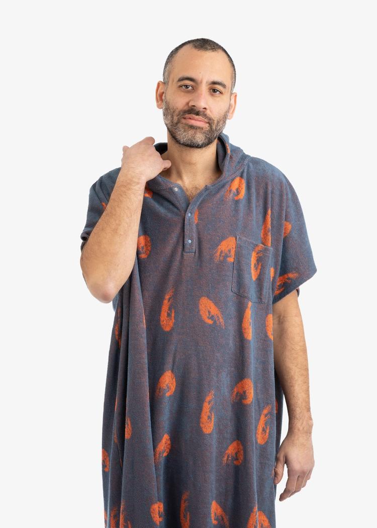 Secondary product image for "Terry Poncho Shrimp Petrol"