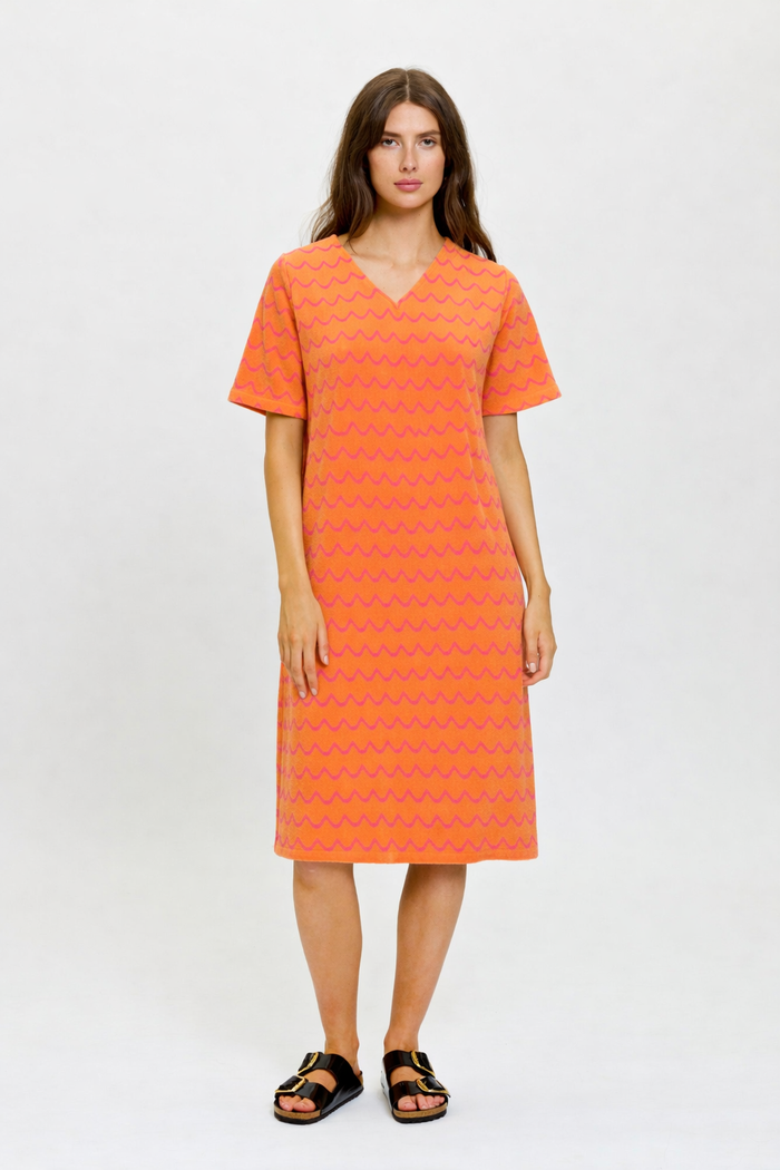 Secondary product image for "Hilda Terry Dress Wave Orange/Pink
"