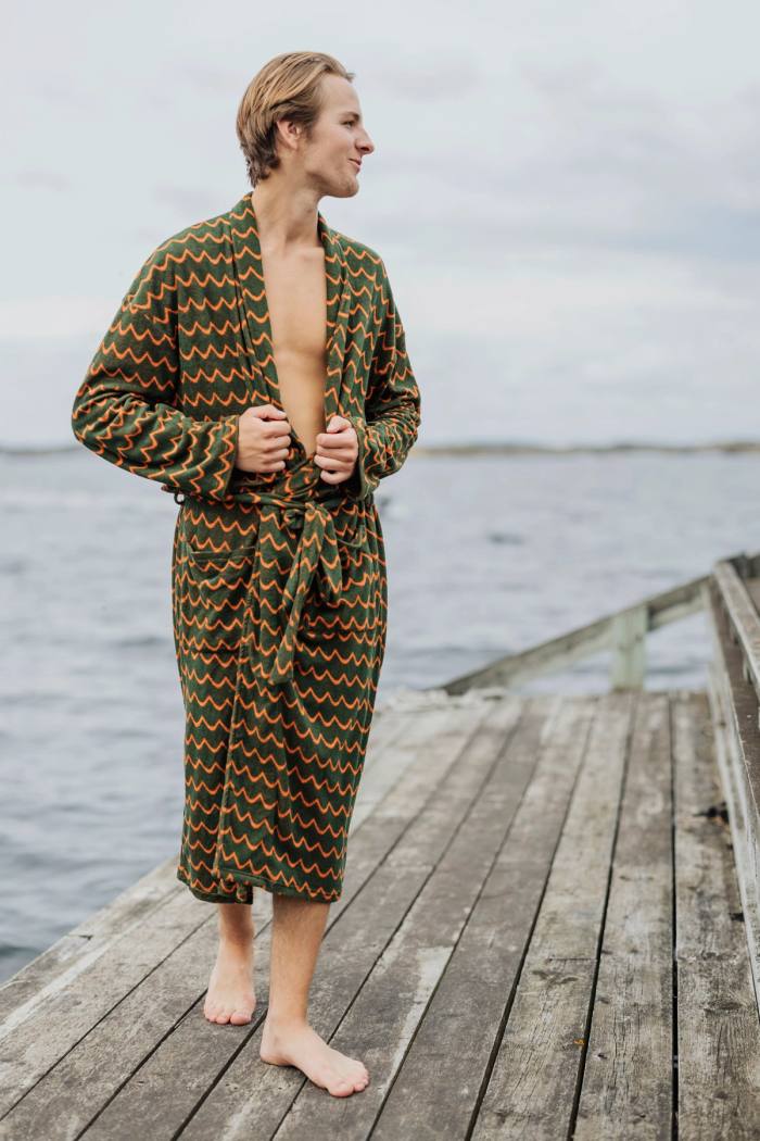 Secondary product image for "Bathrobe Tie Wave Petrol Green Orange"