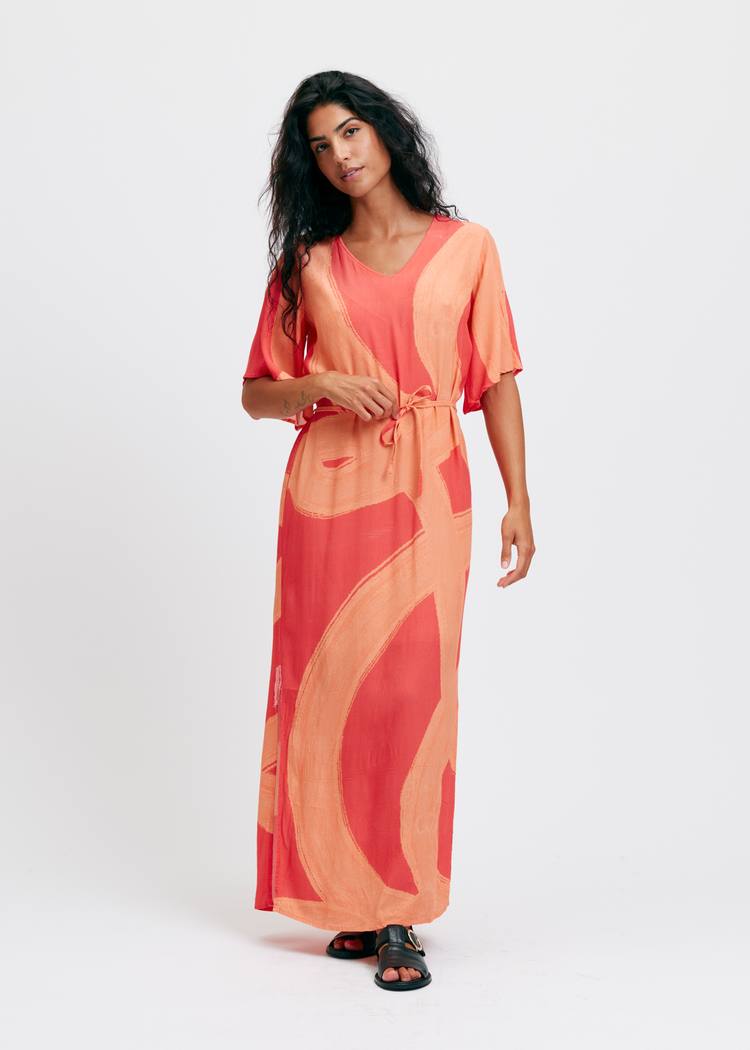 Secondary product image for "Linni Klänning Ocean Line Peach"