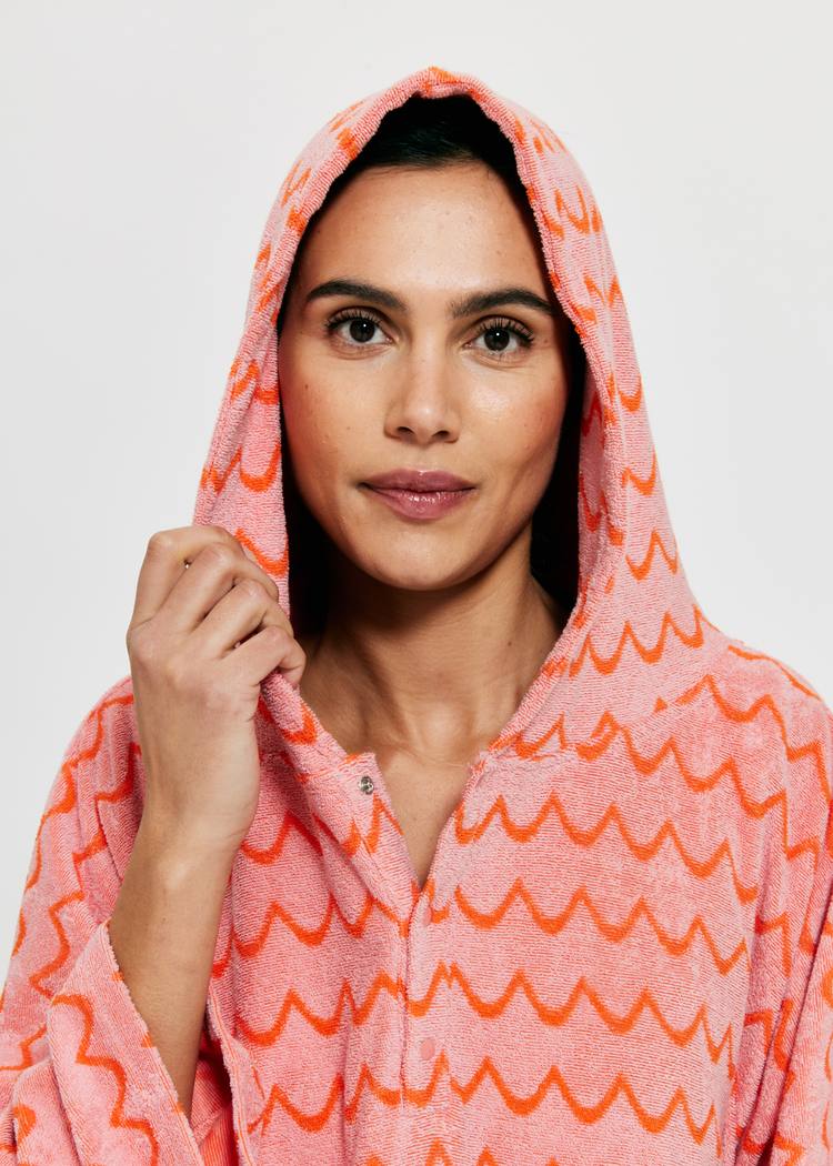 Secondary product image for "Frottéponcho Våg Rosa Orange LS"