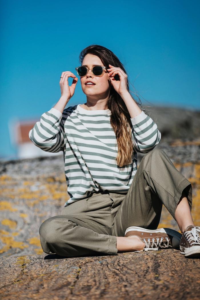 Secondary product image for "Stina Knitted Sweater Stripe Green"