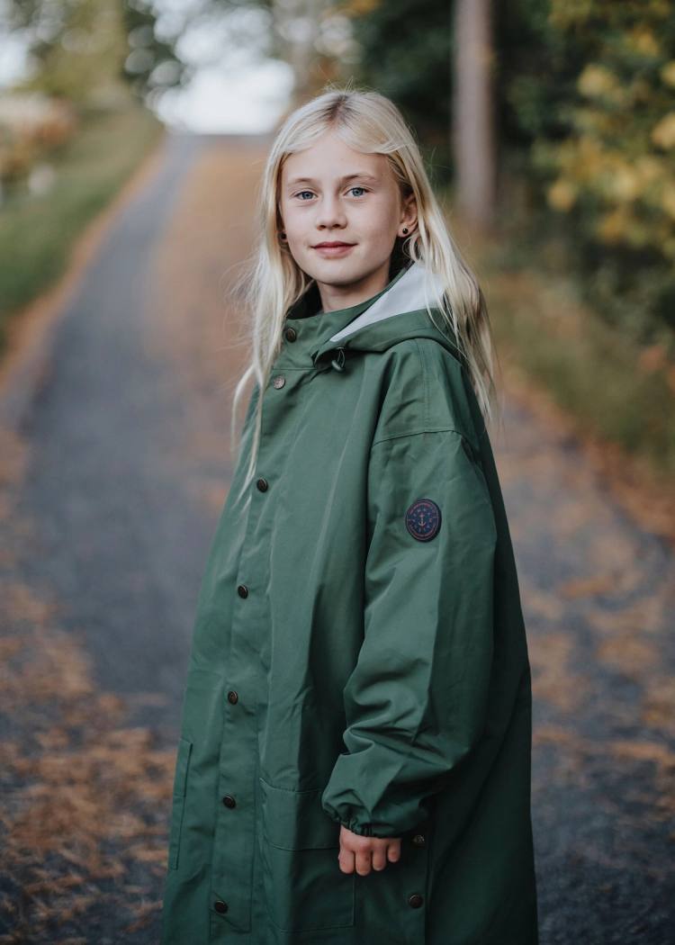 Secondary product image for "GBG Regnponcho Khaki Grön Barn"