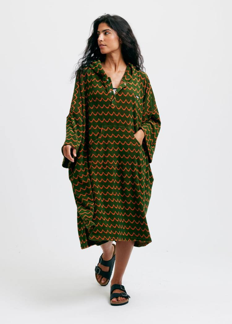 Secondary product image for "Frottéponcho Våg Grön Orange"