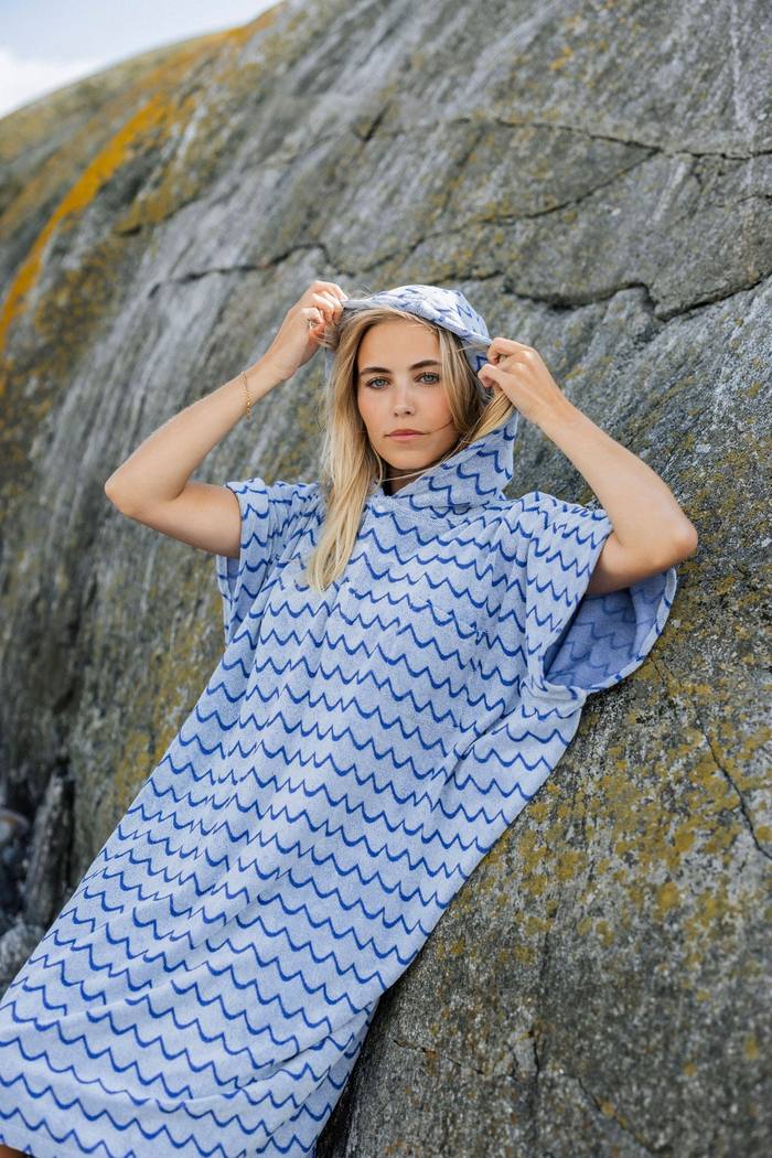 Secondary product image for "Frotteponcho Blå/Navy Våg"