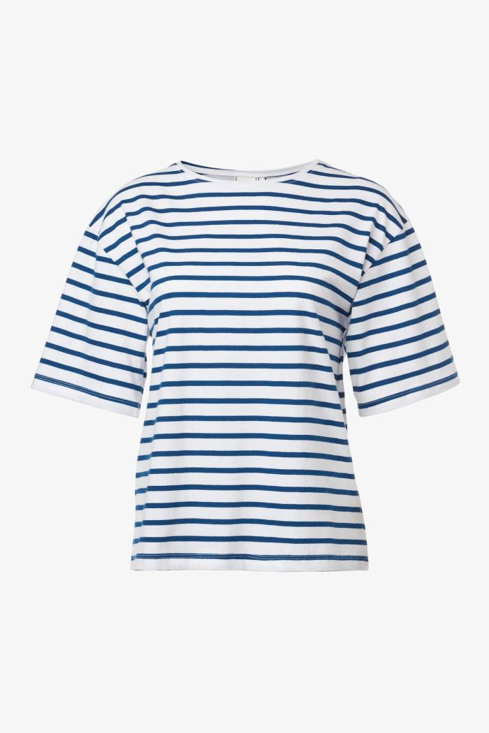 Secondary product image for "Tuva T-Shirt Rand Vit Blå"