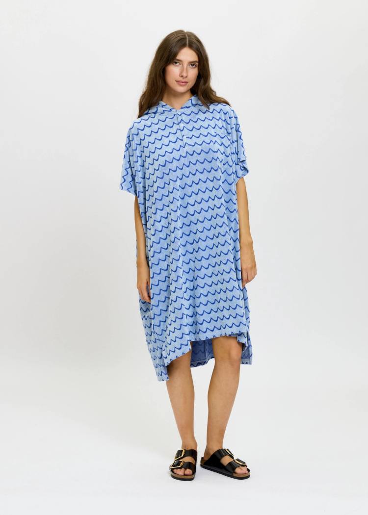 Secondary product image for "Frotteponcho Blå/Navy Våg"