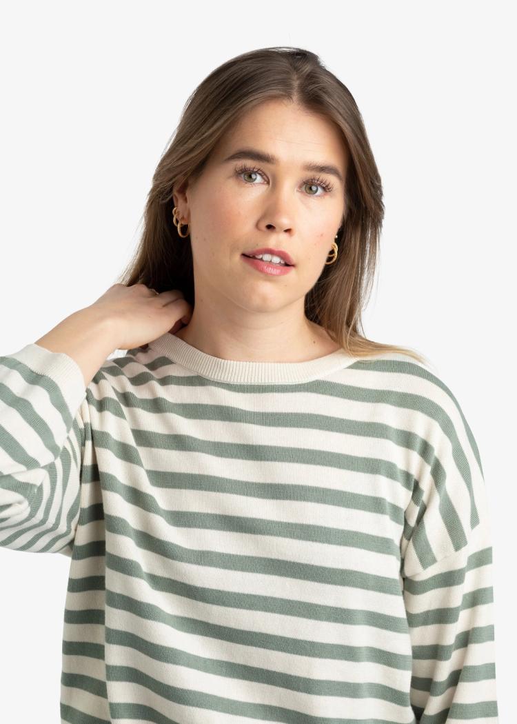 Secondary product image for "Stina Knitted Sweater Stripe Green"