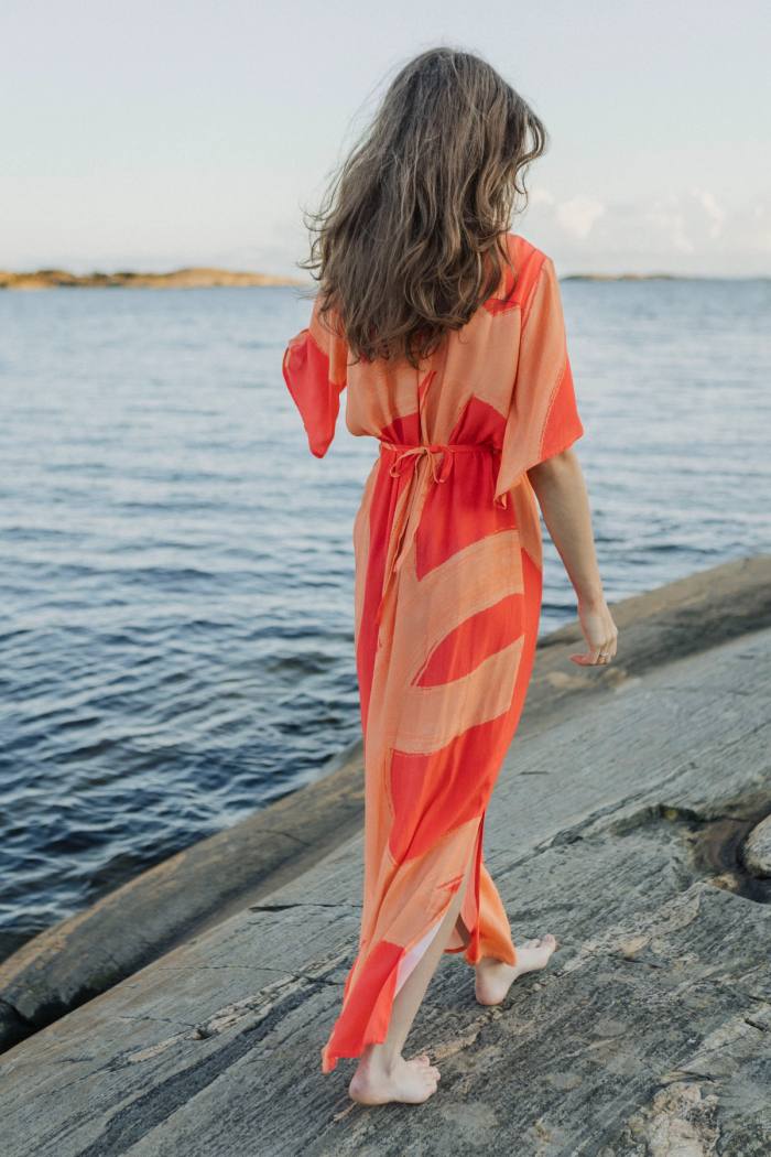 Secondary product image for "Linni Klänning Ocean Line Peach"