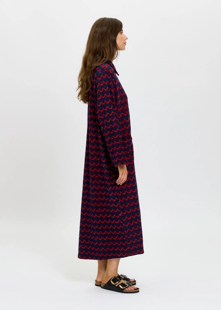 Secondary product image for "Bathrobe Archipelago Wave Navy Red"