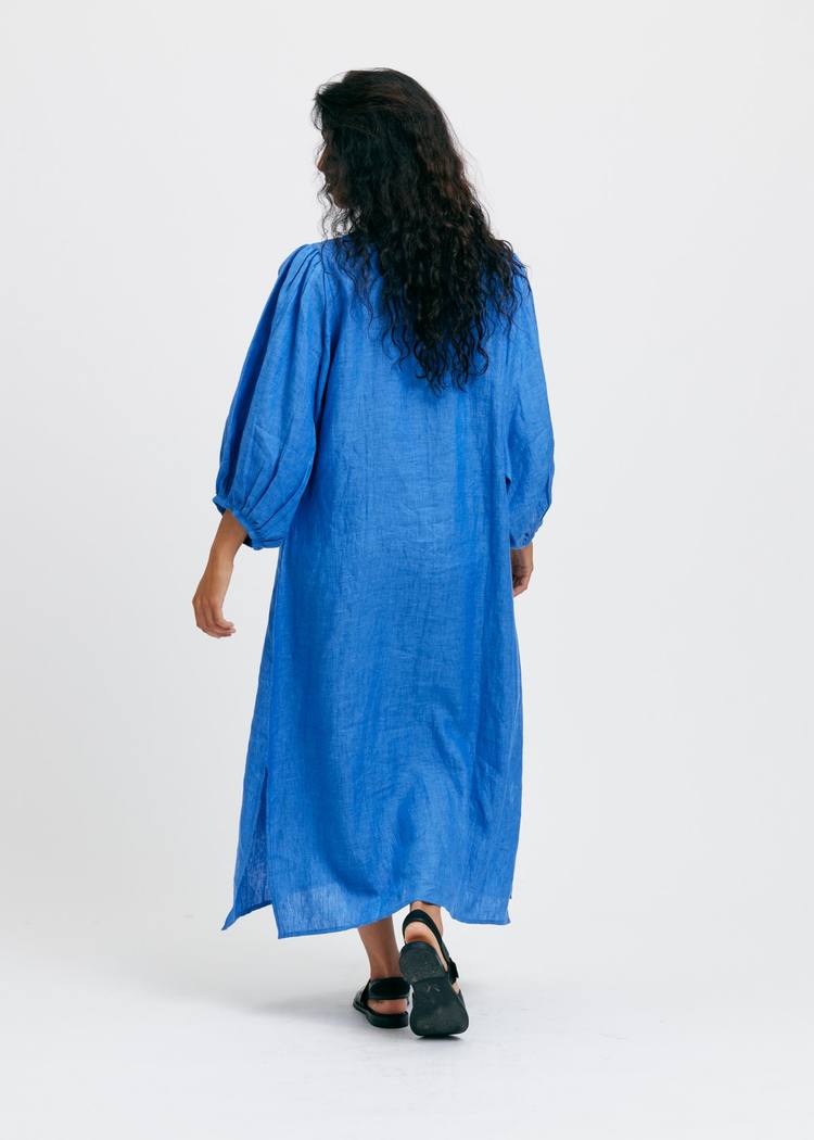 Secondary product image for "Casandra Klänning Linen  Blåblå"