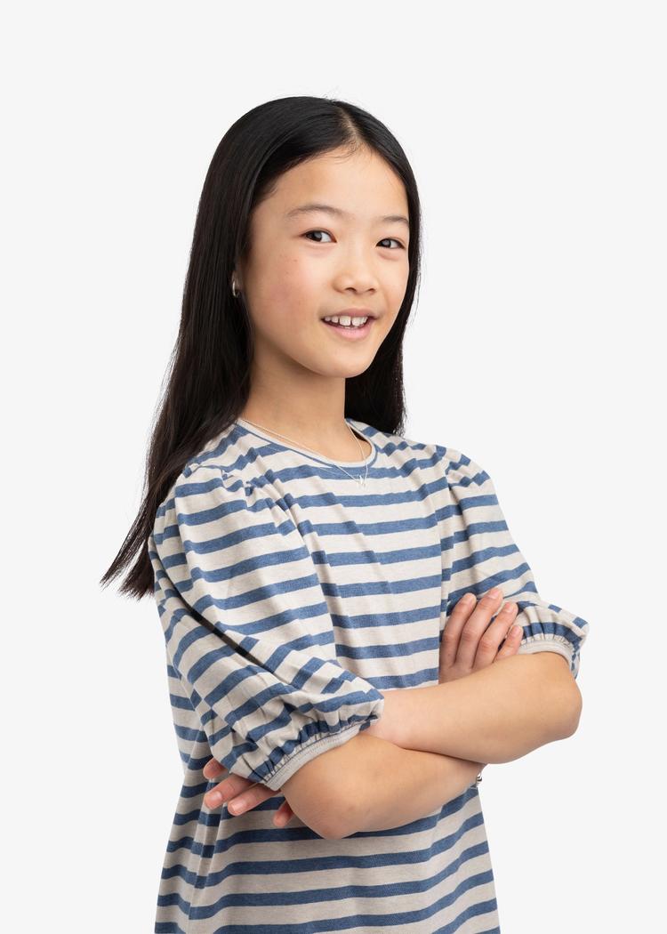 Secondary product image for "Molly Puff Blouse Stripe Blue Sand Kids"