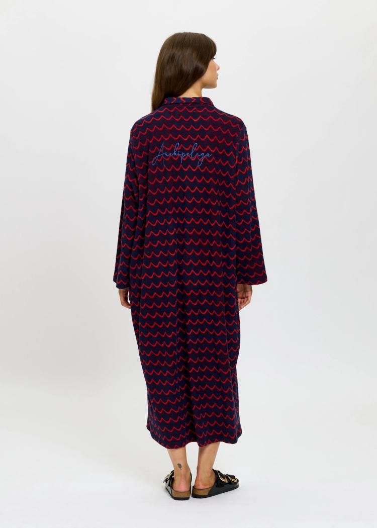 Secondary product image for "Bathrobe Archipelago Wave Navy Red"