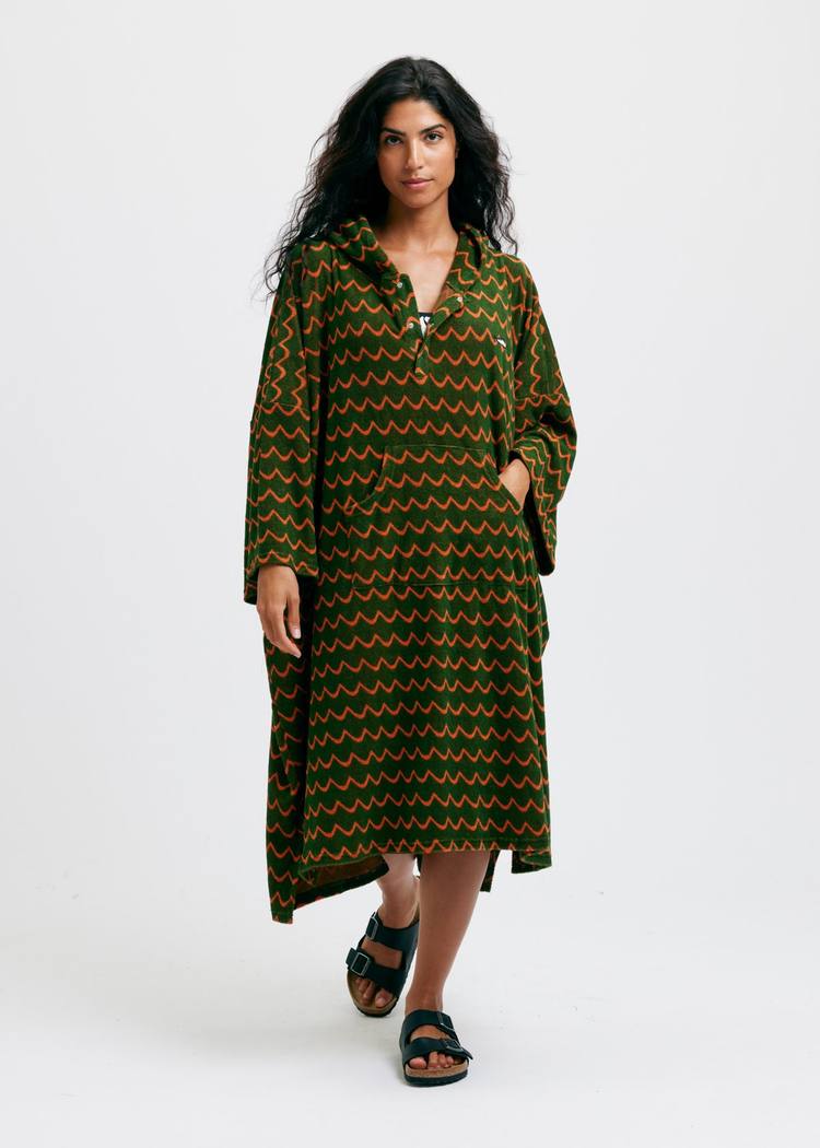 Secondary product image for "Frottéponcho Våg Grön Orange"