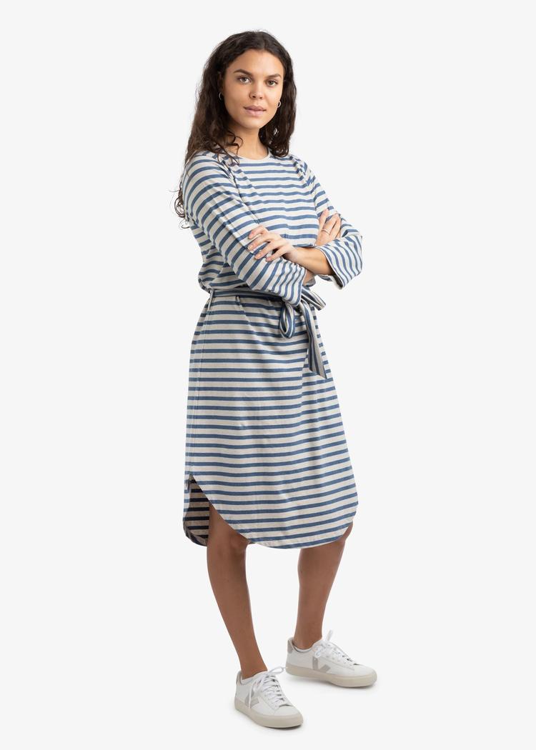 Secondary product image for "Sigrid Dress Stripe Blue Sand"