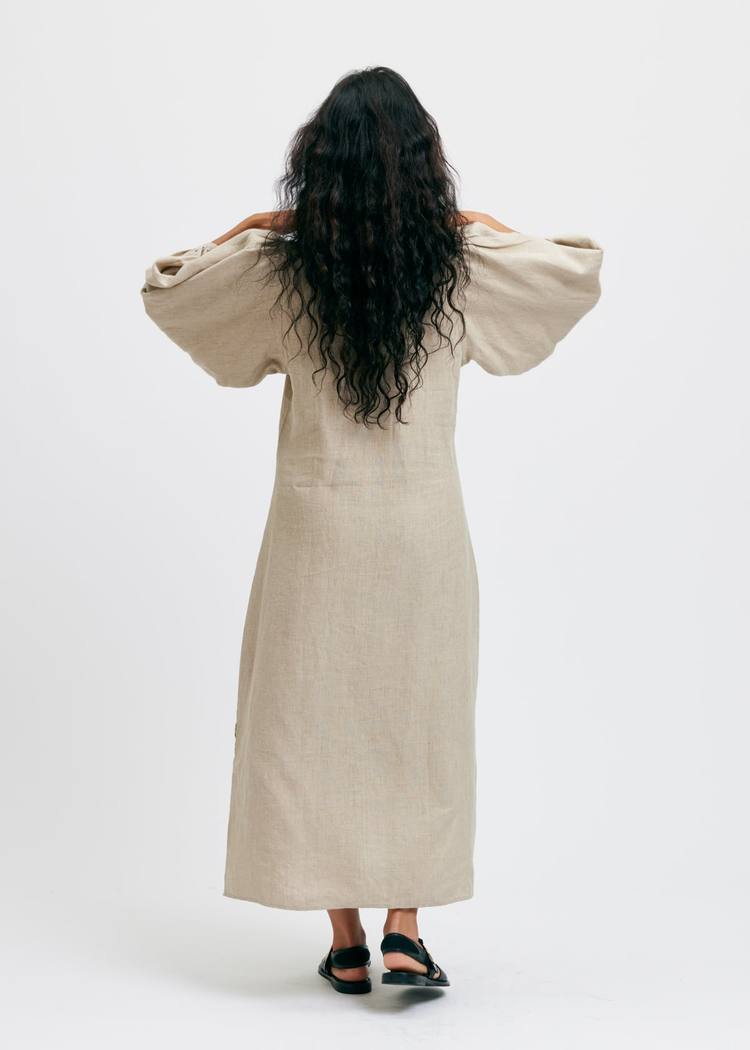 Secondary product image for "Casandra Klänning Linen Natur"