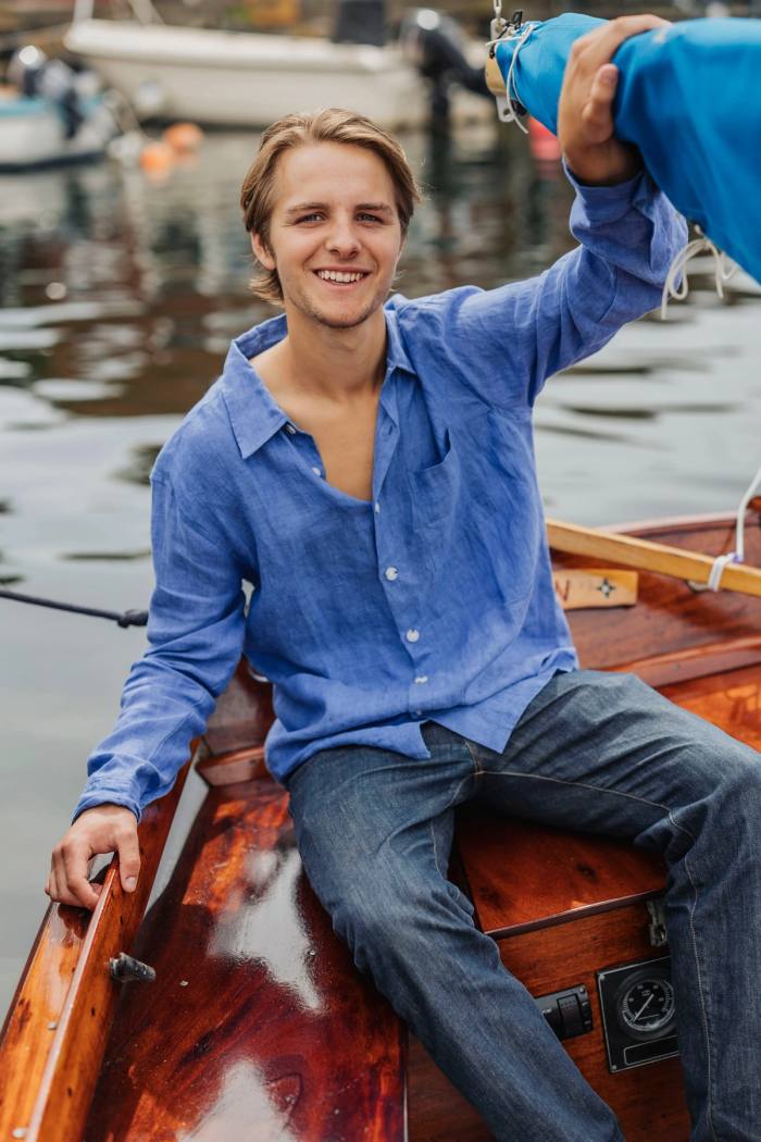 Secondary product image for "Three Pocket Overshirt Linne Blåblå Herr"