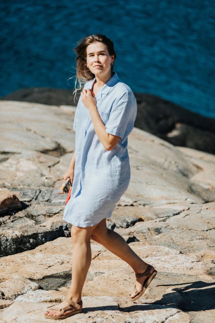 Secondary product image for "Inga Shirt Dress Linen Blue"