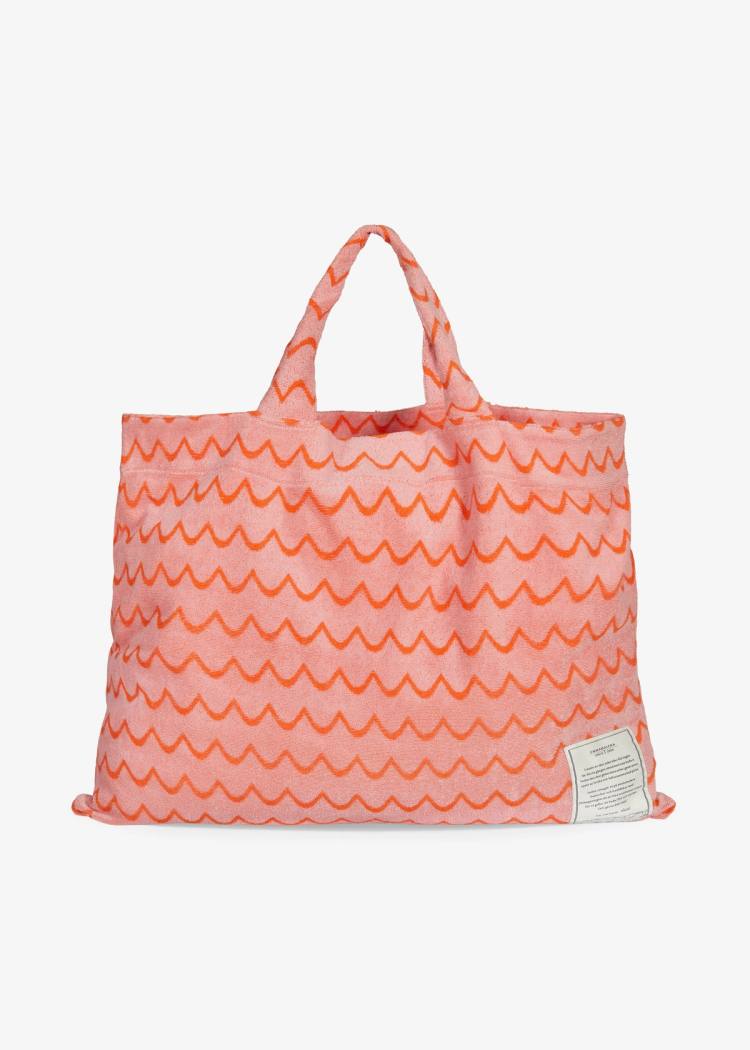 Secondary product image for "Tote Bag Frotté Våg Rosa Orange"