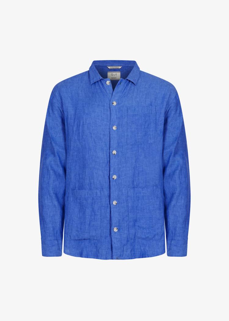 Secondary product image for "Three Pocket Overshirt Linne Blåblå Herr"