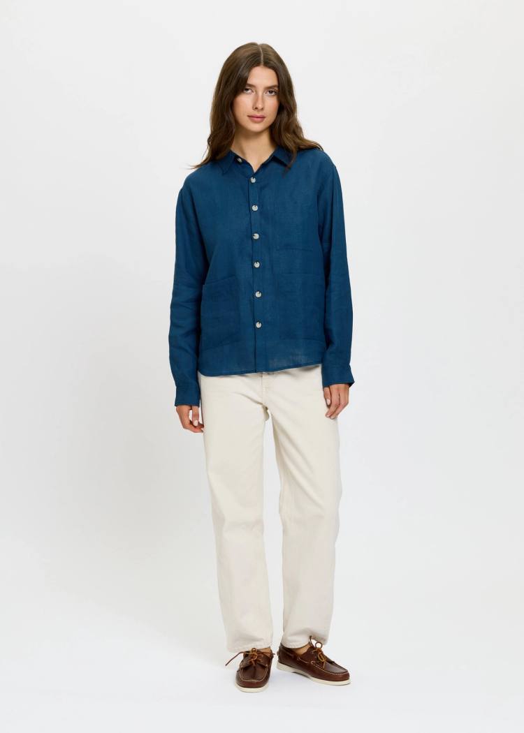 Secondary product image for "Three Pocket Shirt Linen Navy"