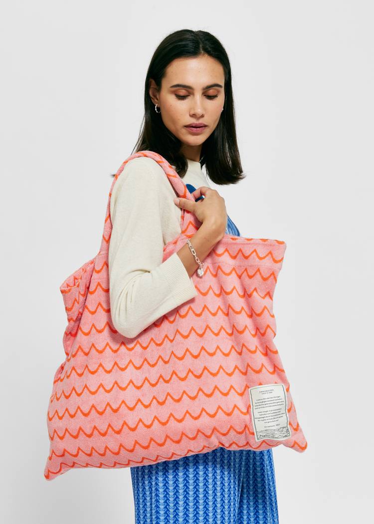 Secondary product image for "Tote Bag Frotté Våg Rosa Orange"