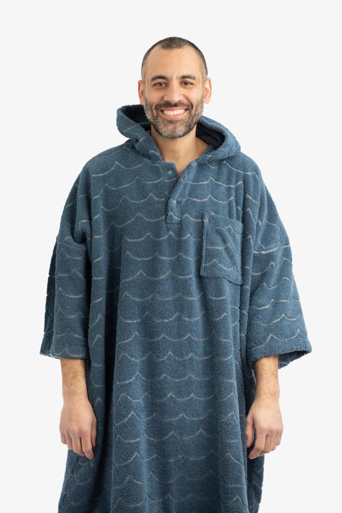 Secondary product image for "Frottéponcho Våg Petrol Långärmad"