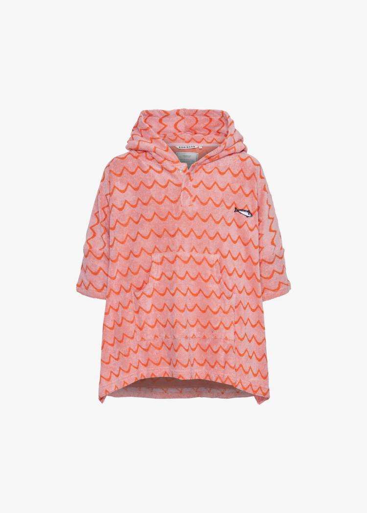 Secondary product image for "Terry Poncho Pink Orange Wave Mini"