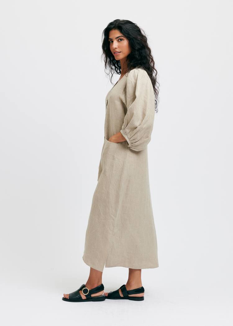 Secondary product image for "Casandra Klänning Linen Natur"